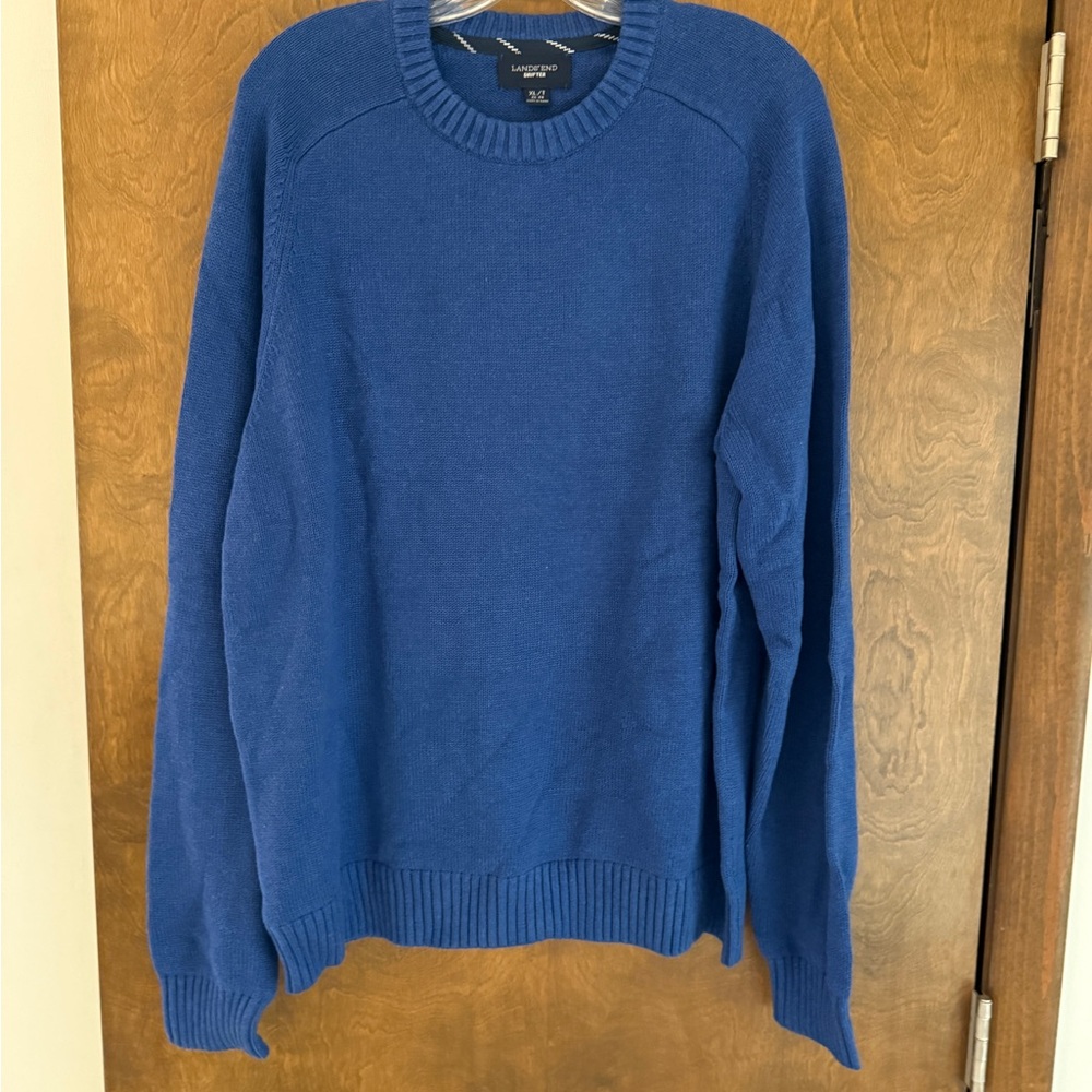 Lands' End Men's Vibrant Blue Crewneck Sweater
